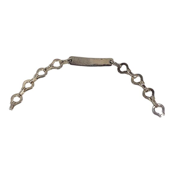 ID Bracelet S/M Silver Plated Blank Name Plate Classic Secretary Hip Hop Vintage - Picture 3 of 16